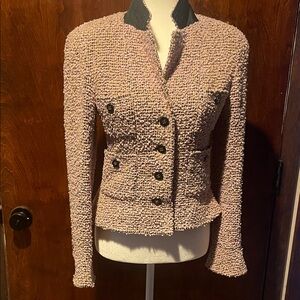 CHANEL Pink Bouclé Double-Breasted Blazer